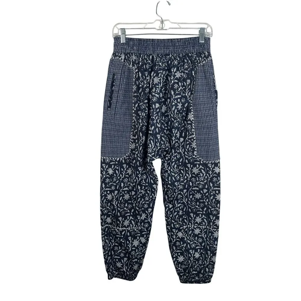 Ulla Johnson Suki Printed Harem Cotton‎ Pants Size 6 Navy Blue Mixed Floral EUC